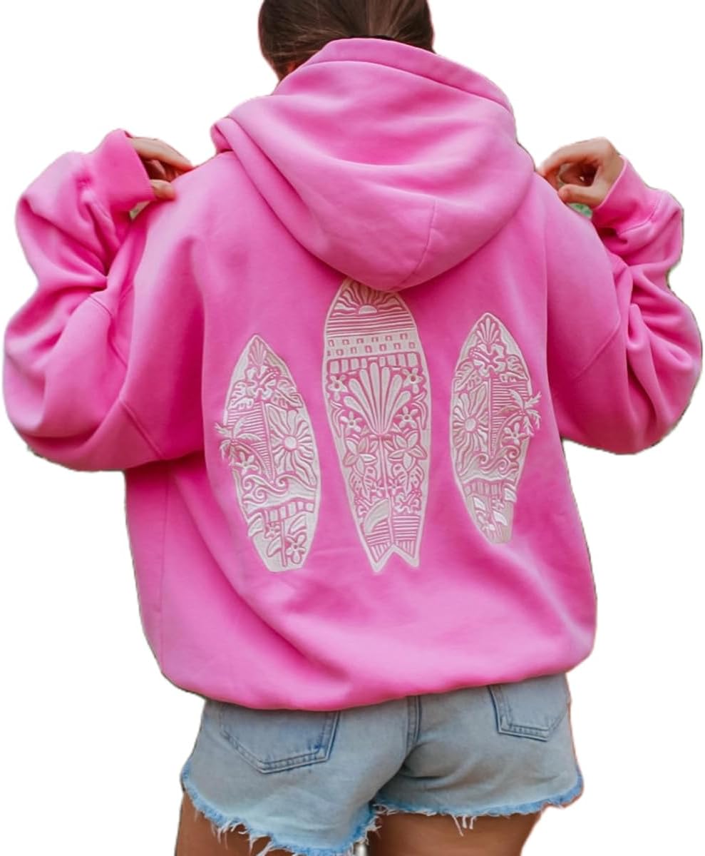 Y2K Surfing Graphic Hoodie: Teen Style Essential