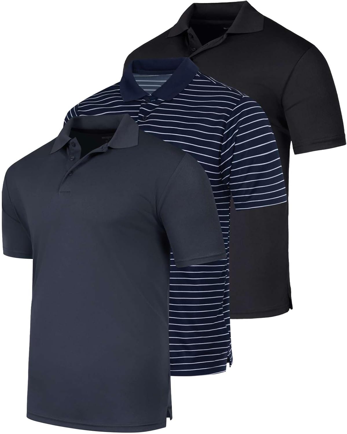 Men's Quick-Dry Athletic Performance Polo Shirt 3 Pack