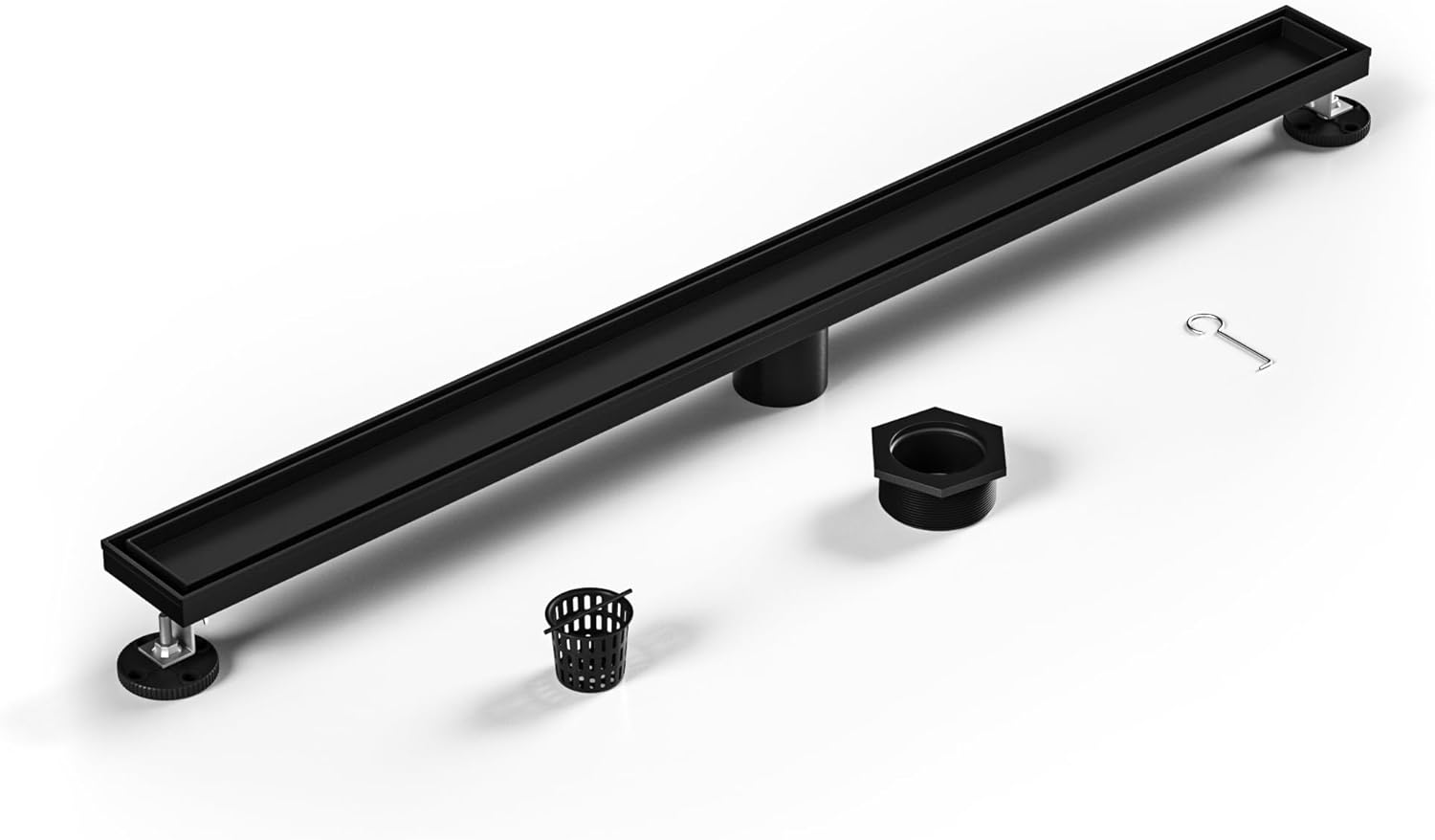 Linear Shower Drain 30in Matte Black with Tiled Insert Grate
