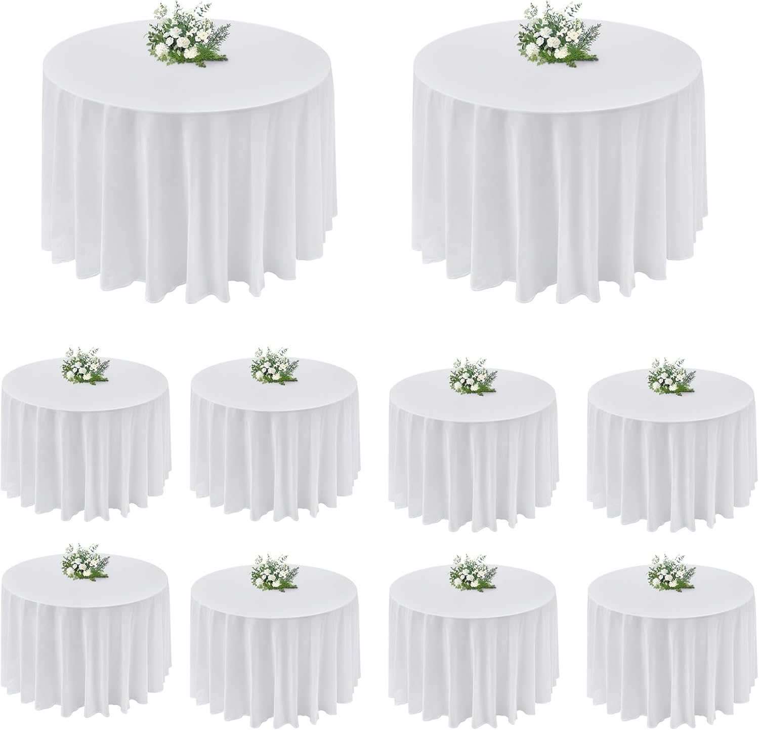 10 Pack 90 Inch Round Polyester Tablecloth for Events and Decor