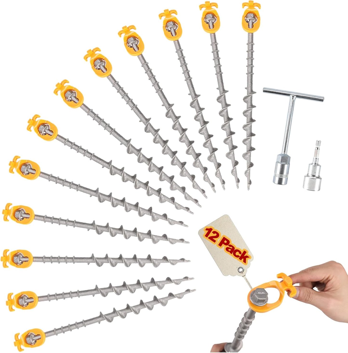 12 PCS Screw in Tent Stakes for Camping and Outdoor Adventures