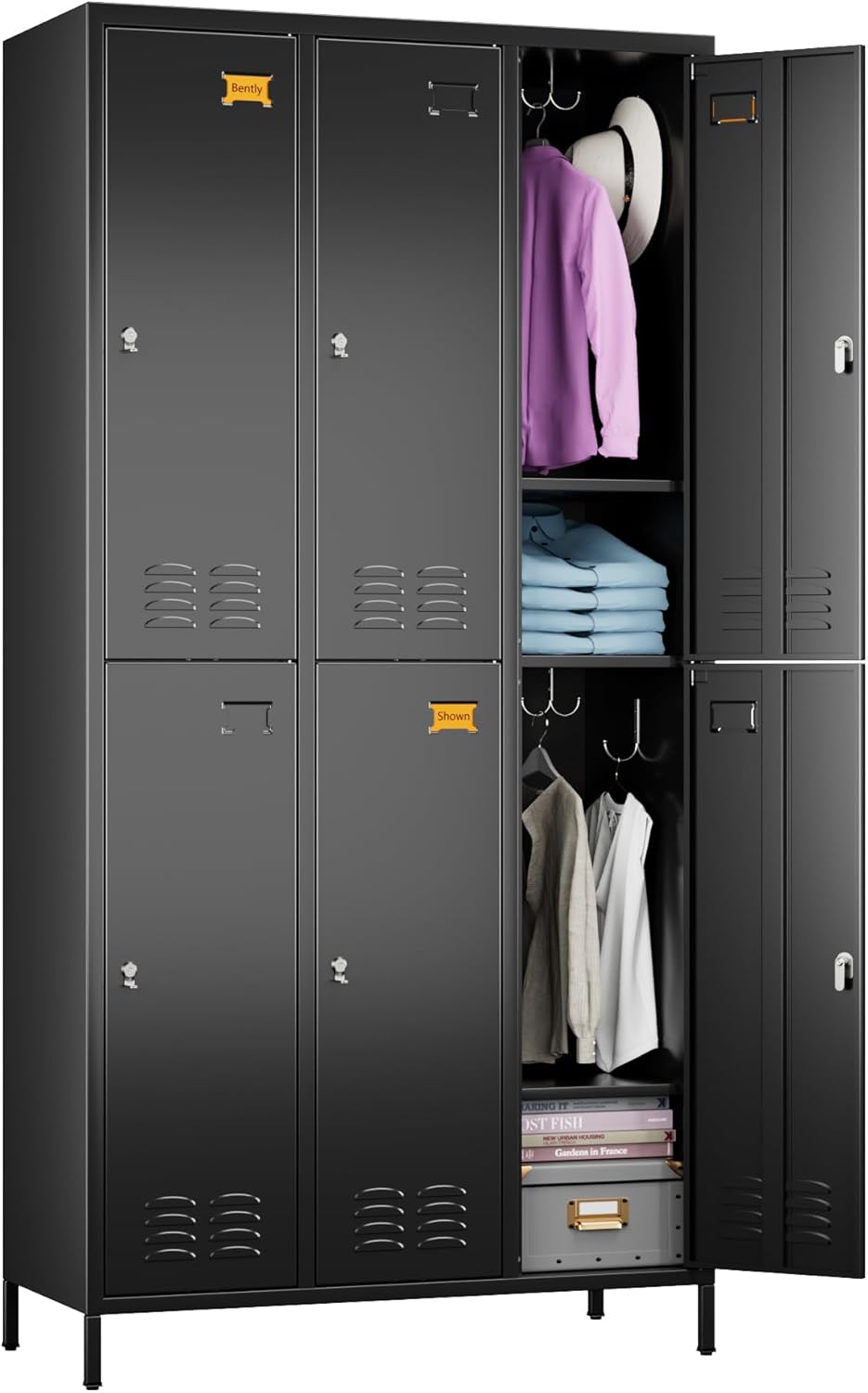 6 Doors Metal Locker for Employees with Hooks and Card Holder