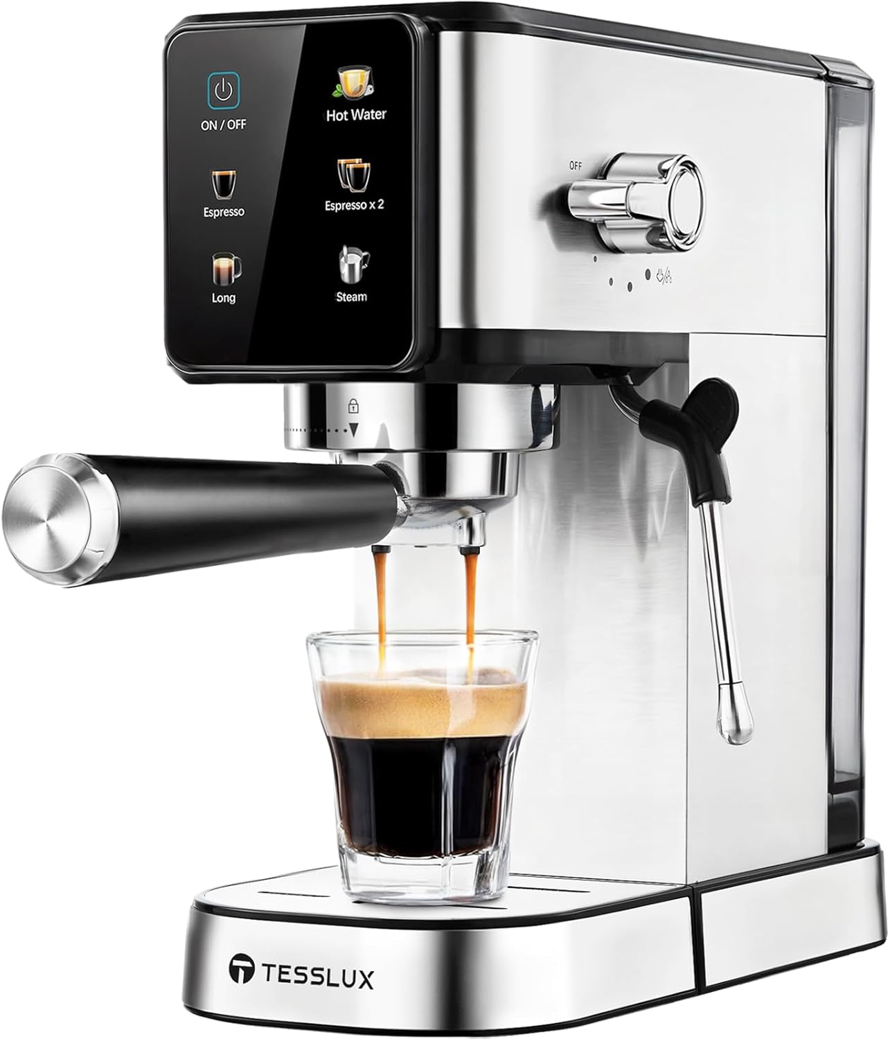 Tesslux Espresso Machine | Dual Boiler, LCD Touch, Milk Frother