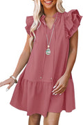 Dokotoo Womens Summer Dress V-Neck Ruffle Mini - Breezy Fit