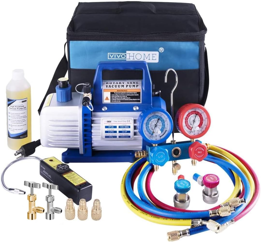 VIVOHOME Vacuum Pump & AC Gauge Set: HVAC Essential