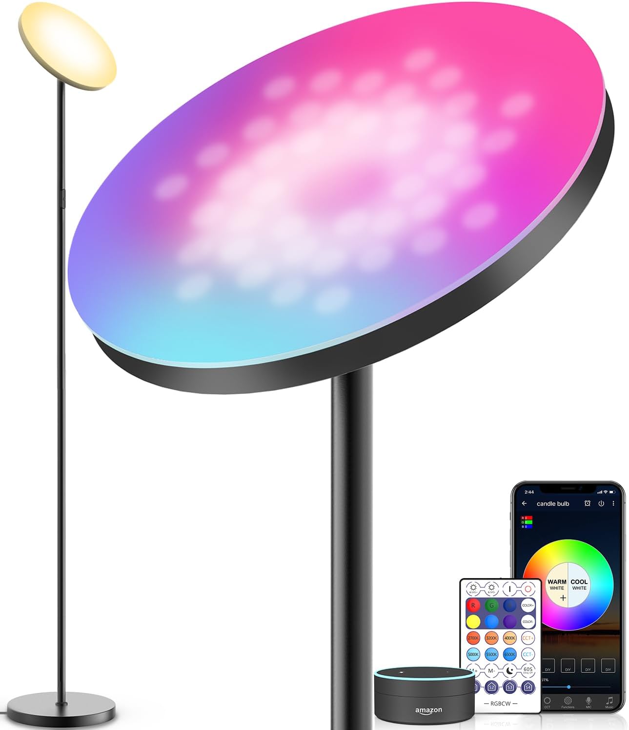Smart RGB LED Floor Lamp for Alexa Google Home Control