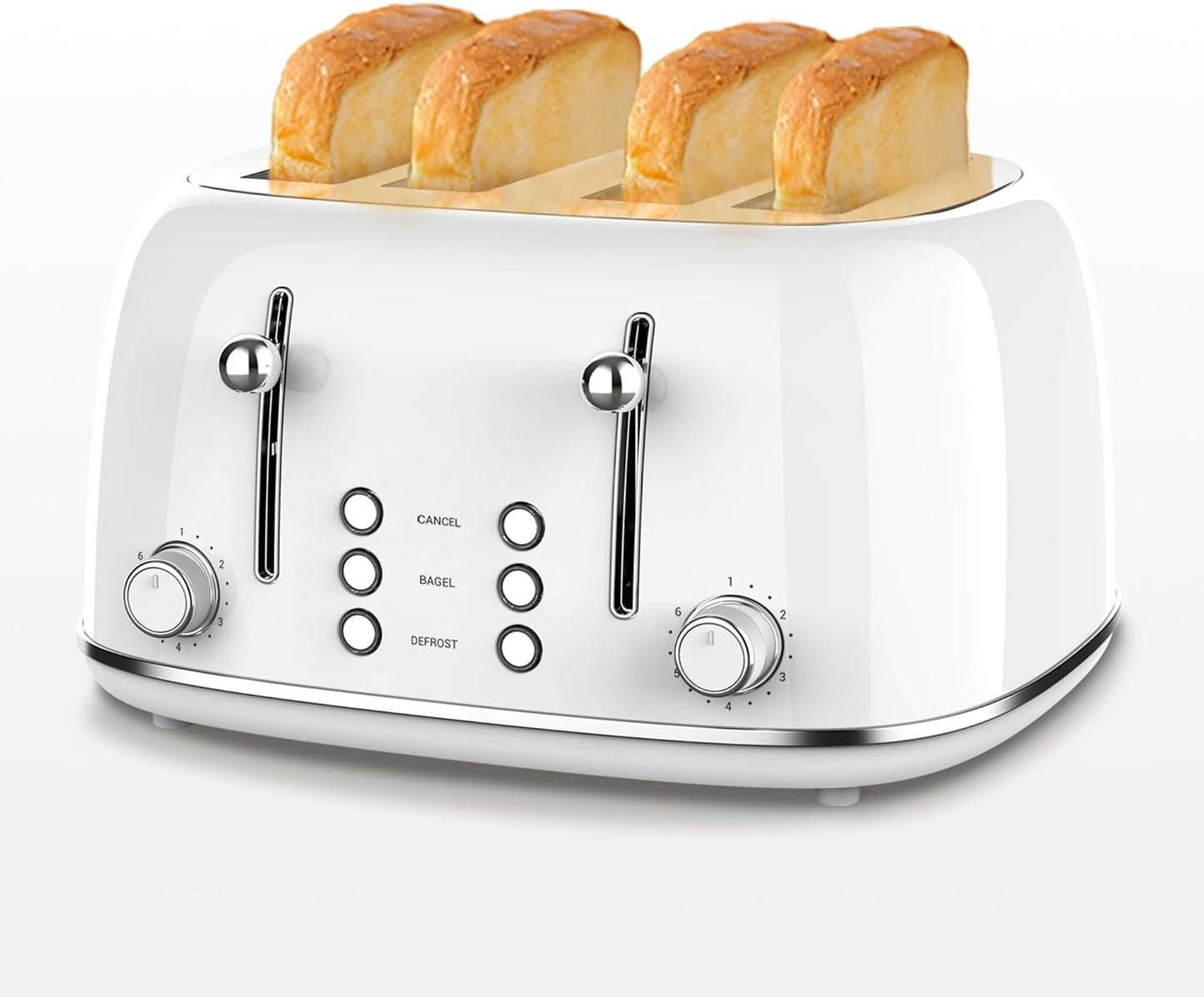Retro Stainless Toaster 4 Slice with 6 Bread Shade Settings