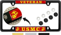 Personalized US Marine Corps License Plate Frame - Black Metal
