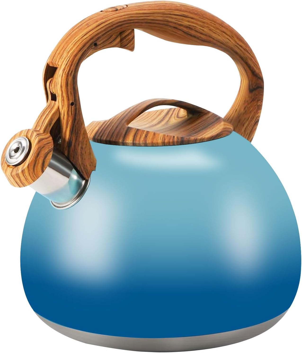 Sky Blue Gradient Whistling Tea Kettle, 3.2Qt Capacity