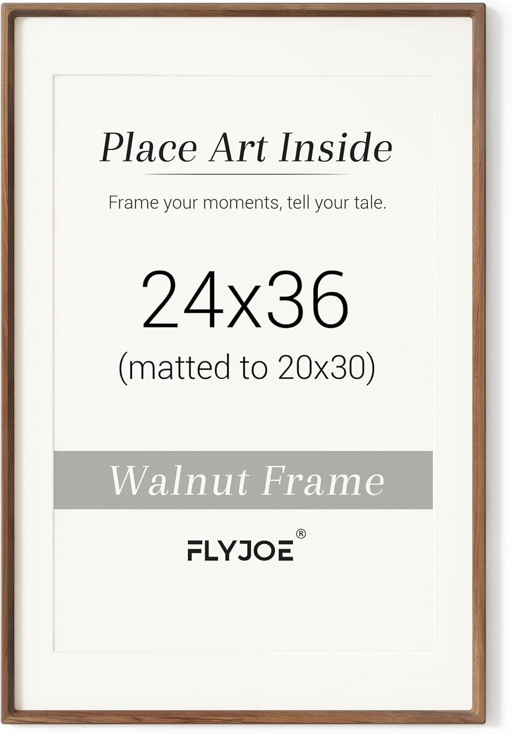 24x36 Poster Frame with Natural Walnut Wood and Tempered Glass