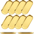 Stainless Steel Serving Tray Set 10pcs Gold 7in Oval - Compact