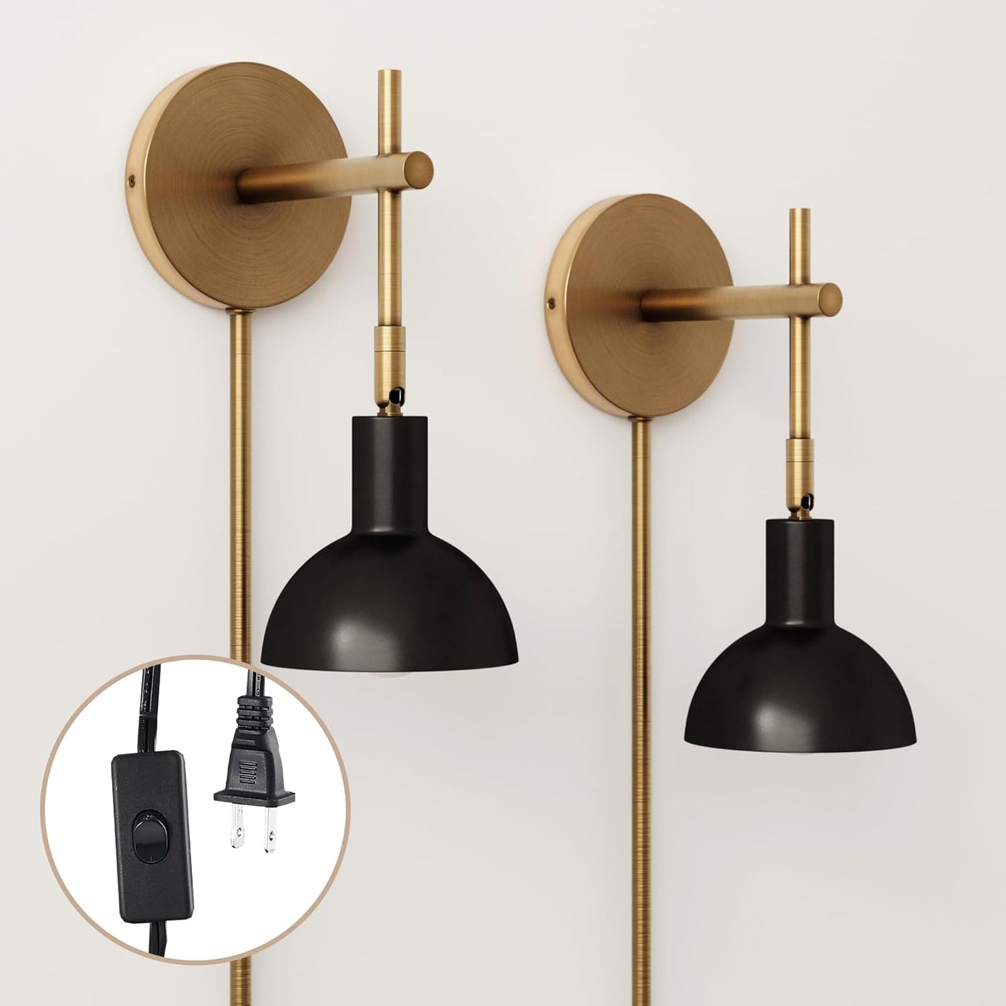 Tamlin Wall Light Fixture - Vintage Brass/Matte Black Sconce