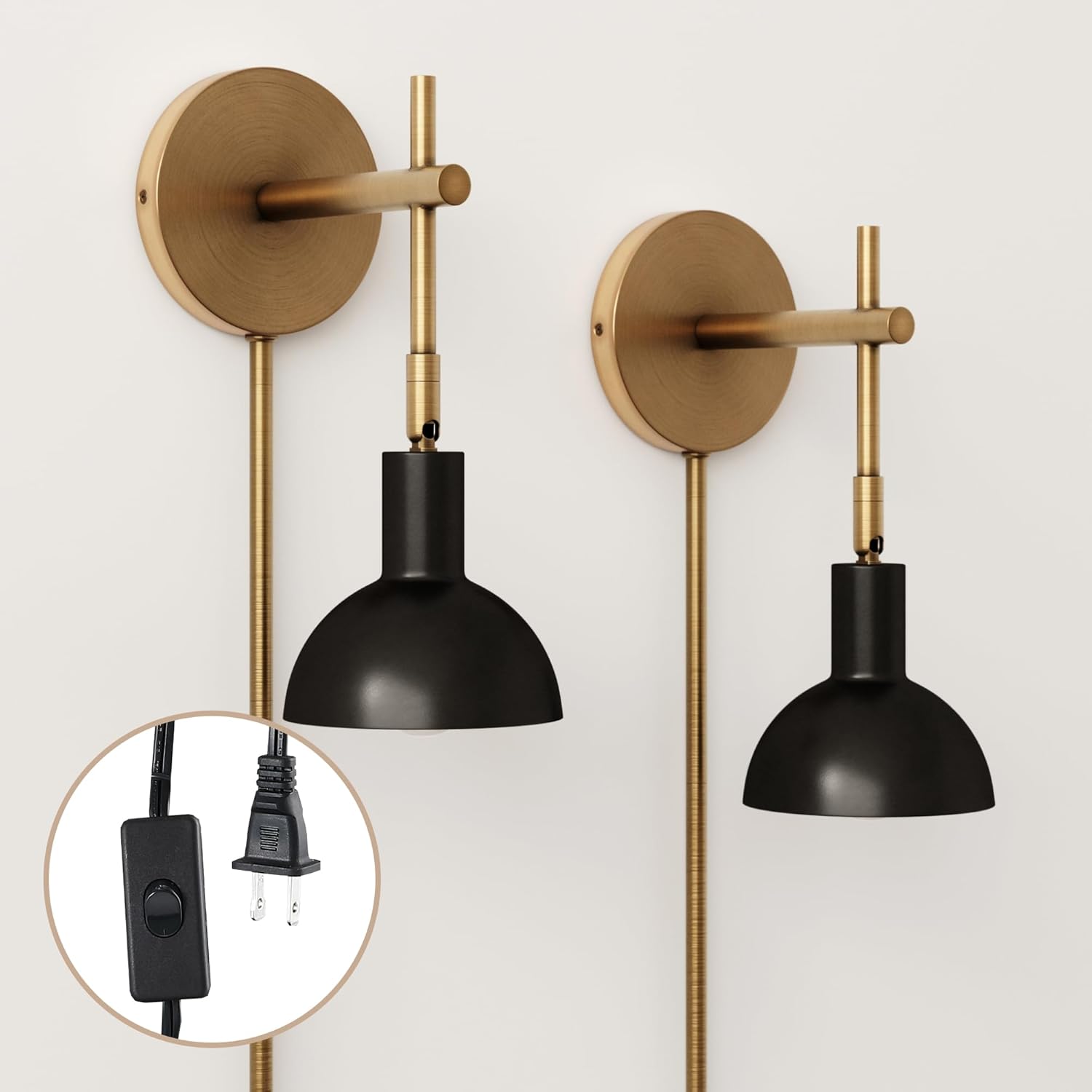 Tamlin Wall Light Fixture - Vintage Brass/Matte Black Sconce
