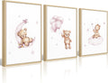 Bear Nursery Wall Art Set of 3 Teddy Bear Canvas Prints - Framed
