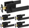 Matte Black Door Handle Heavy Duty Square Lever - Privacy 5 Pack