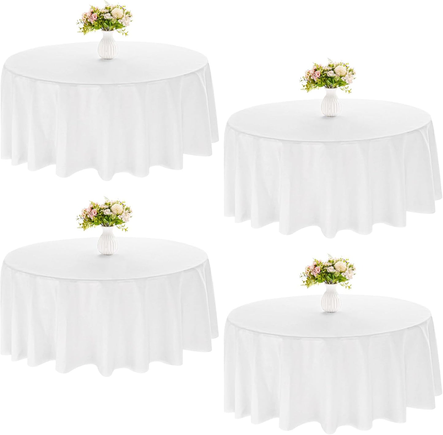 120 Inch White Polyester Round Table Cloths for Events and Decor