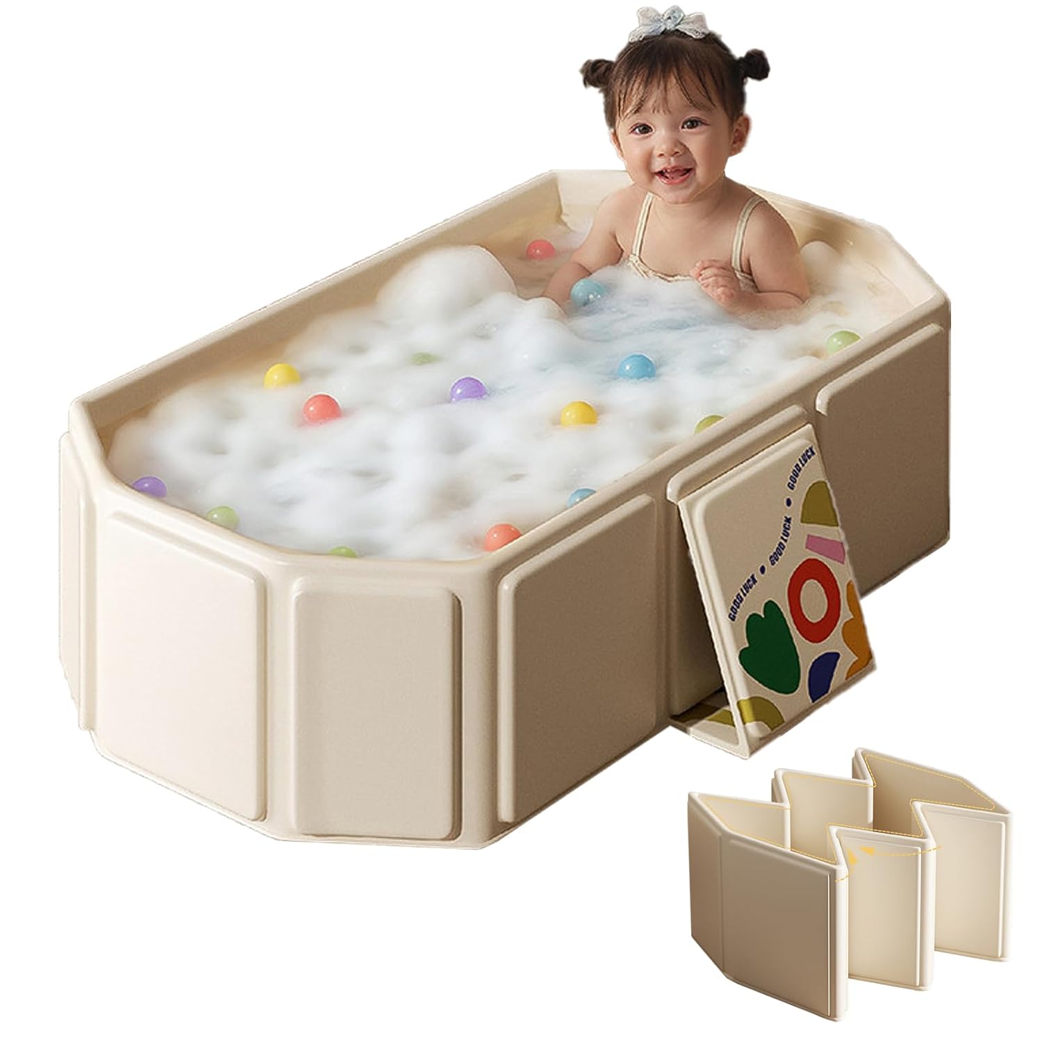 Toddler Bath Tub for Shower, Portable & Foldable Kids Bathtub