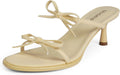 Modatope Two Strap Bow Tie Kitten Heel Sandals for Women (Style 8XB7)