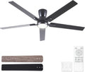 60 in Black Flush Mount Ceiling Fan with Light and Remote - Quiet DC