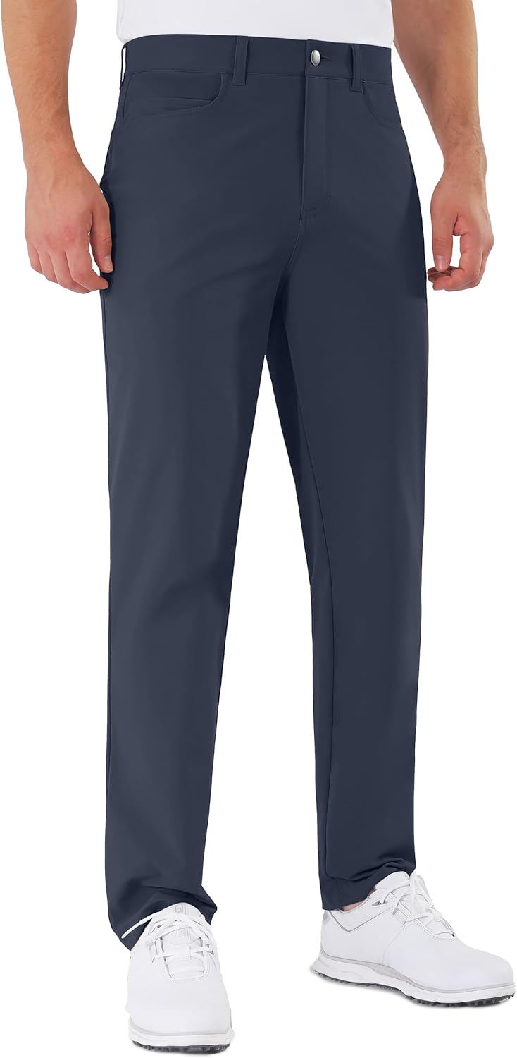 Mens Golf Pants Stretch 5 Pocket Classic Fit Quick Dry Trousers
