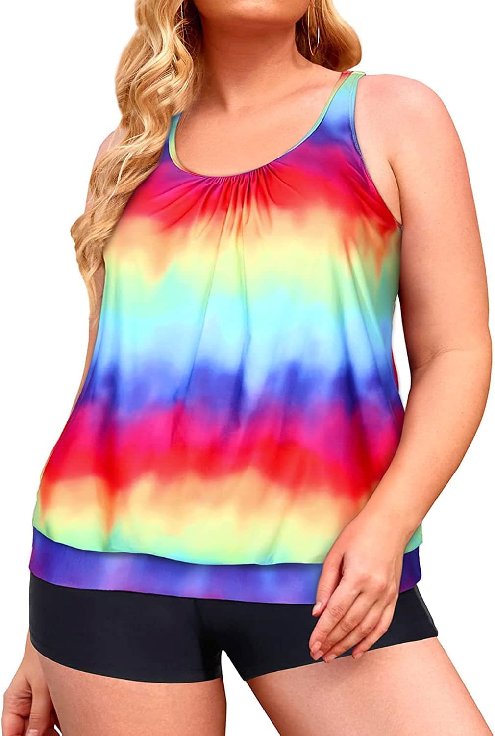 Plus Size Tankini Swimsuits for Women with Swim Shorts