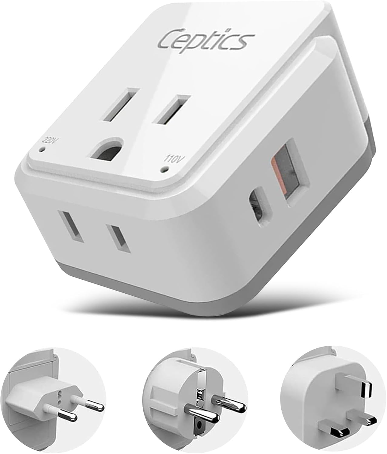 Ceptics Europe Travel Adapter Set - 20W PD & QC - Dual USB - Compact Design