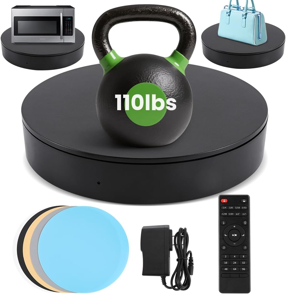 Photography Turntable 13.7in Motorized Display Stand for 360 Shots