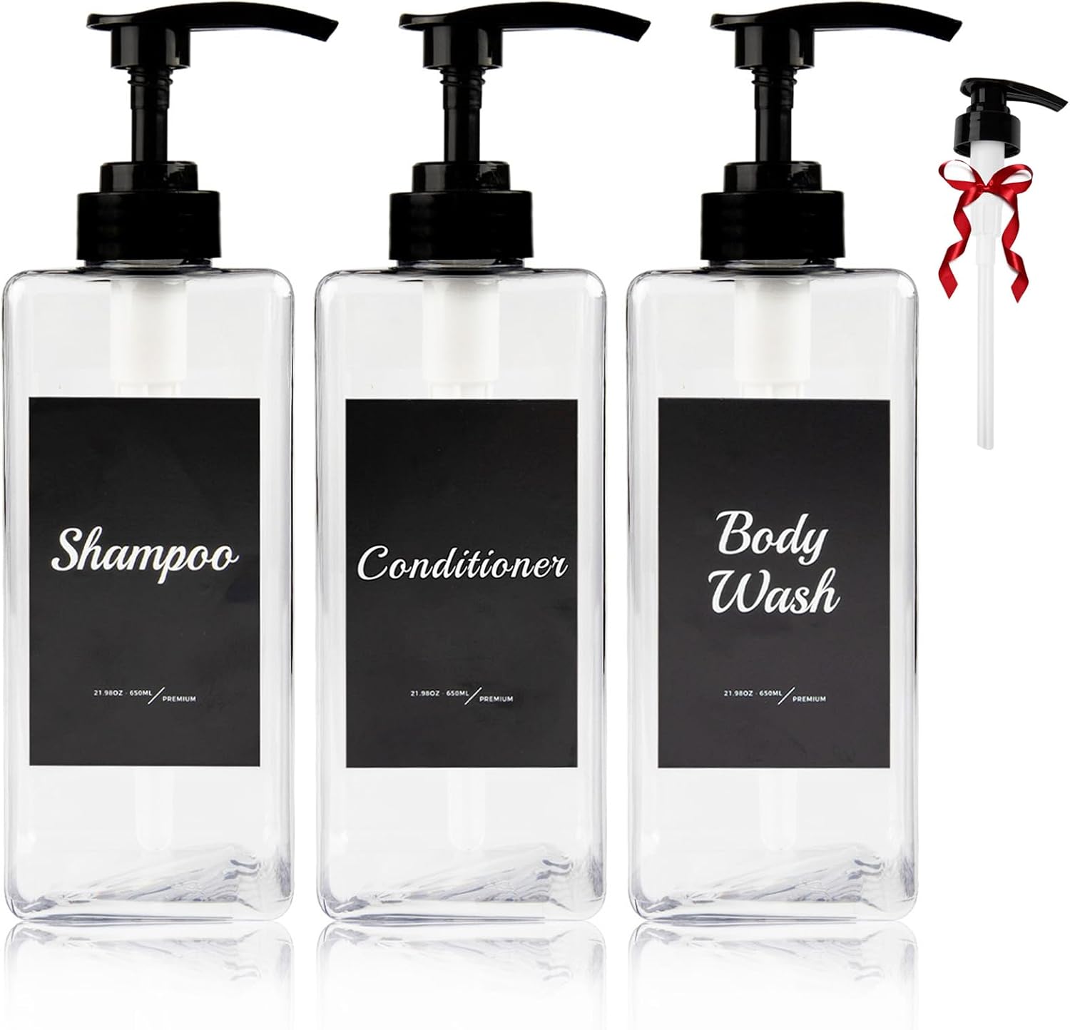 22oz Clear Soap Dispenser Set - Easy Pump for Bathroom