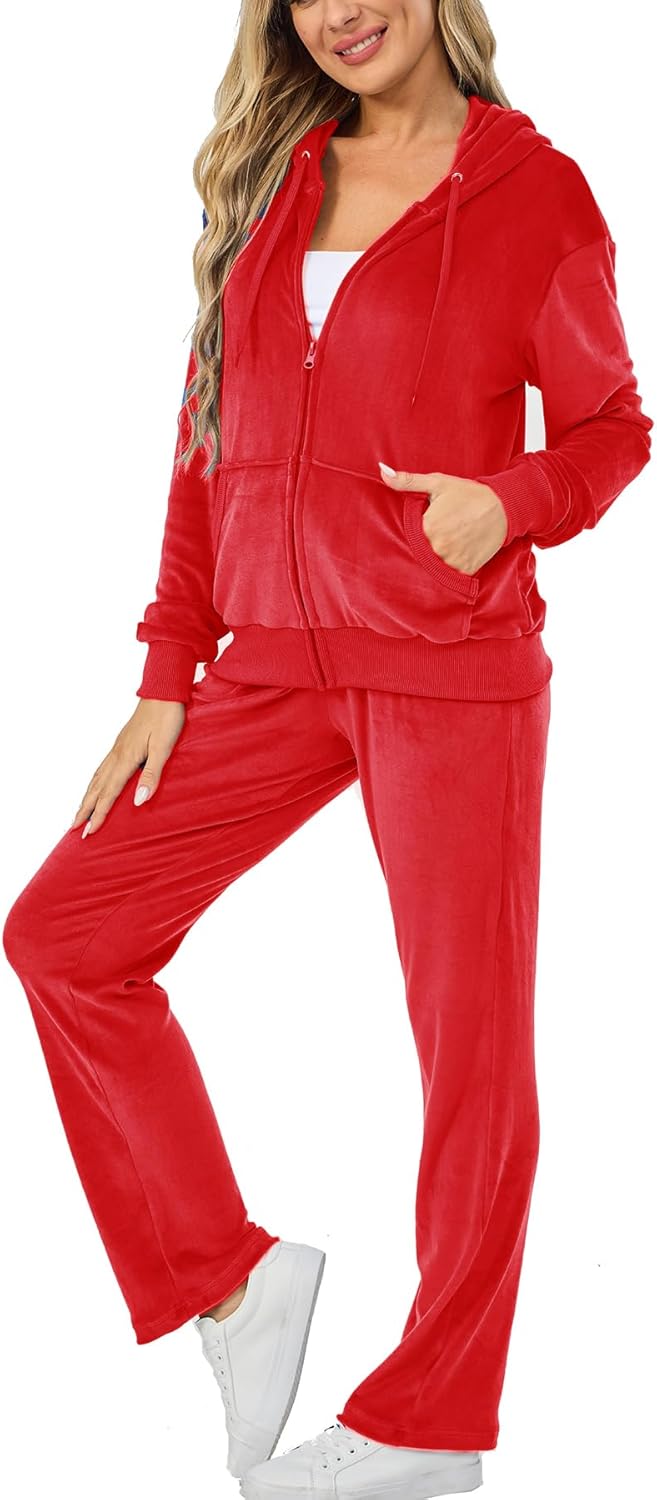 Velour Track Suits for Women Set - Cozy Fall Sweatsuits