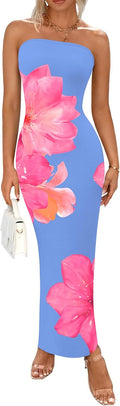 PRETTYGARDEN Strapless Floral Maxi Dress - Flattering Bodycon Fit
