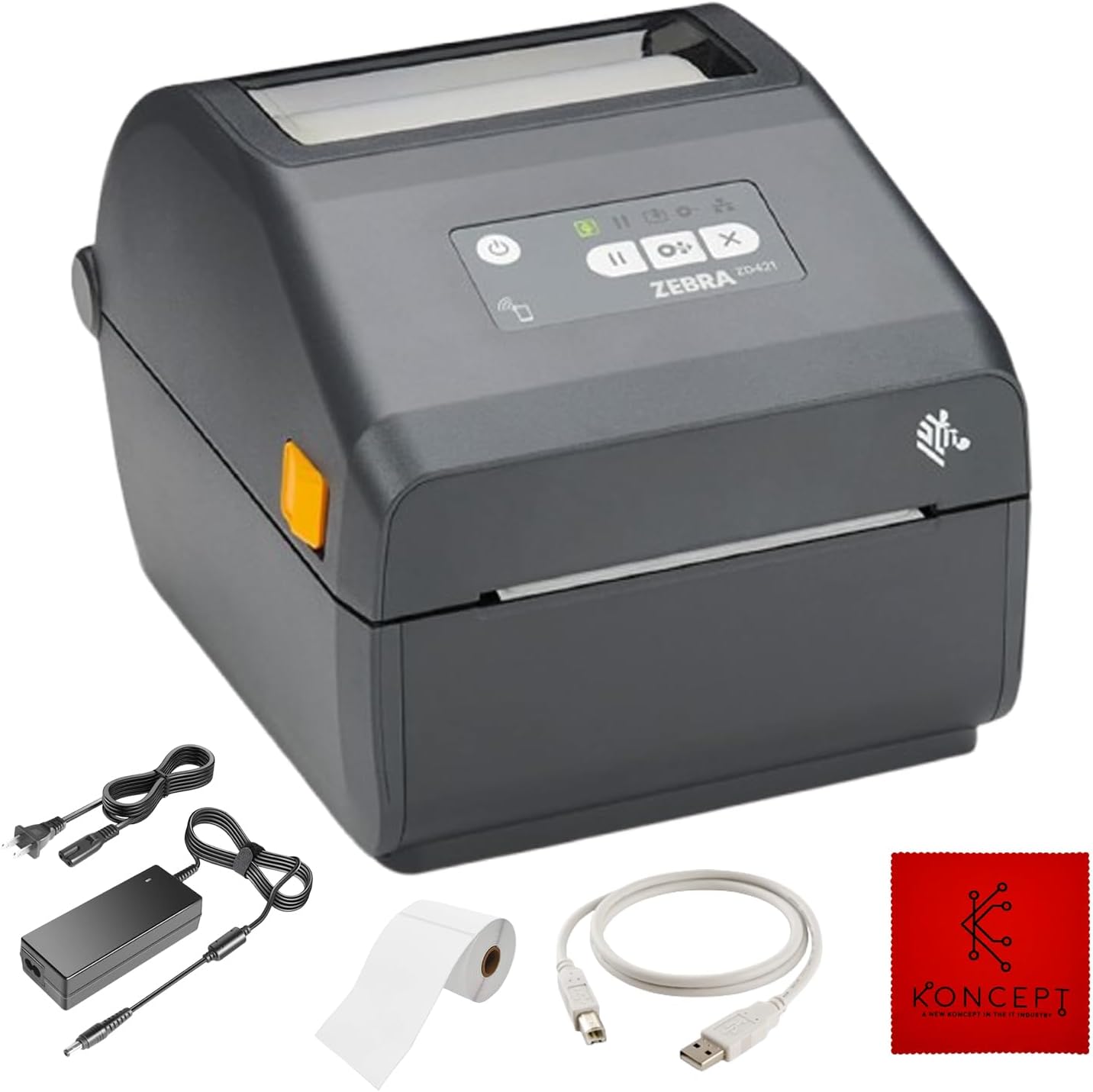 ZD421 Zebra USB/Bluetooth Direct Thermal Label Printer Bundle