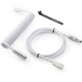 Coiled USB C Keyboard Cable White - Double-Sleeved 1.5M