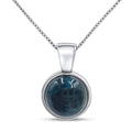Natural neon apatite 8mm round pendant - dainty birthstone gift