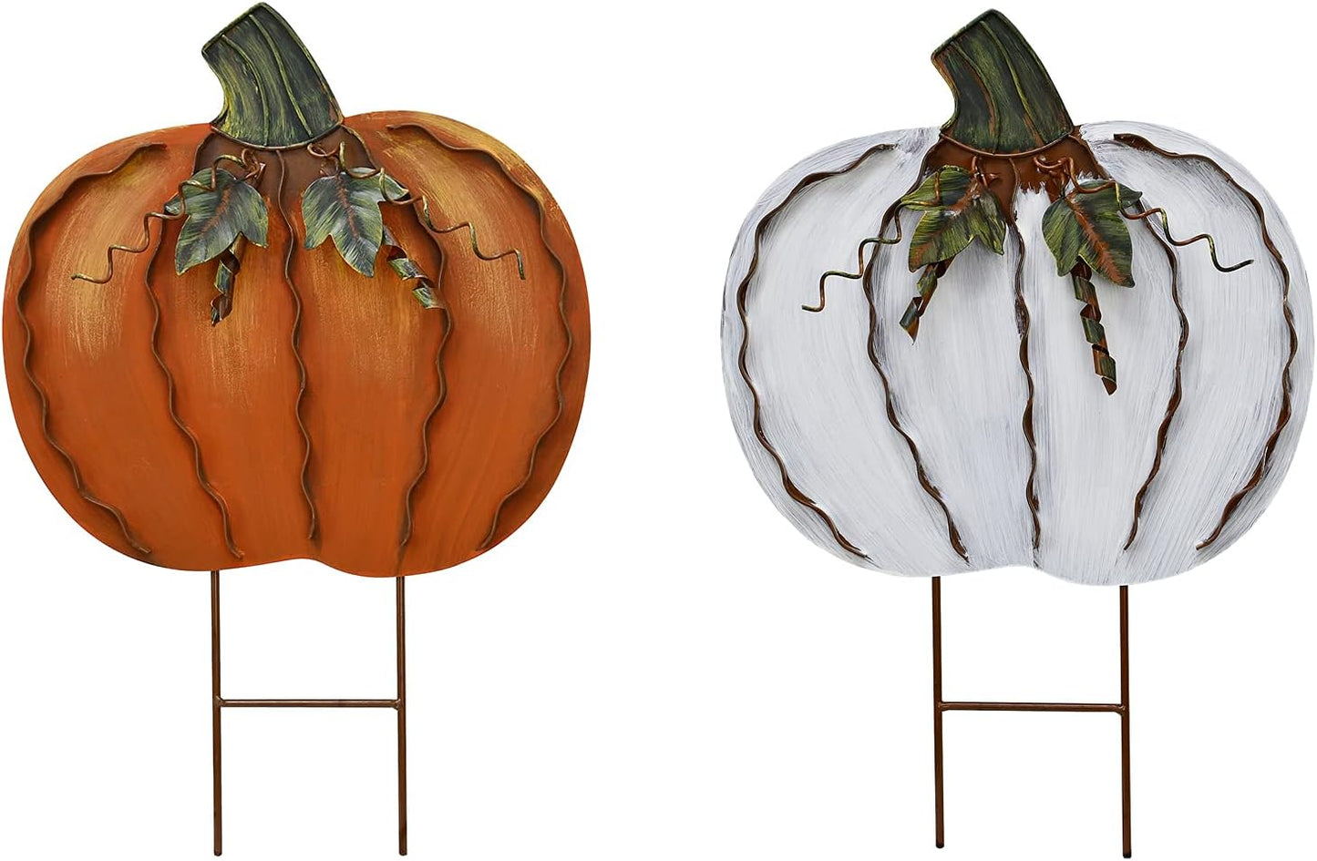 Veclotch Pumpkin Garden Stake Metal Yard Sign for Fall Decor