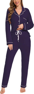 Button Up Pajamas for Women Long Sleeve Soft Loungewear Set