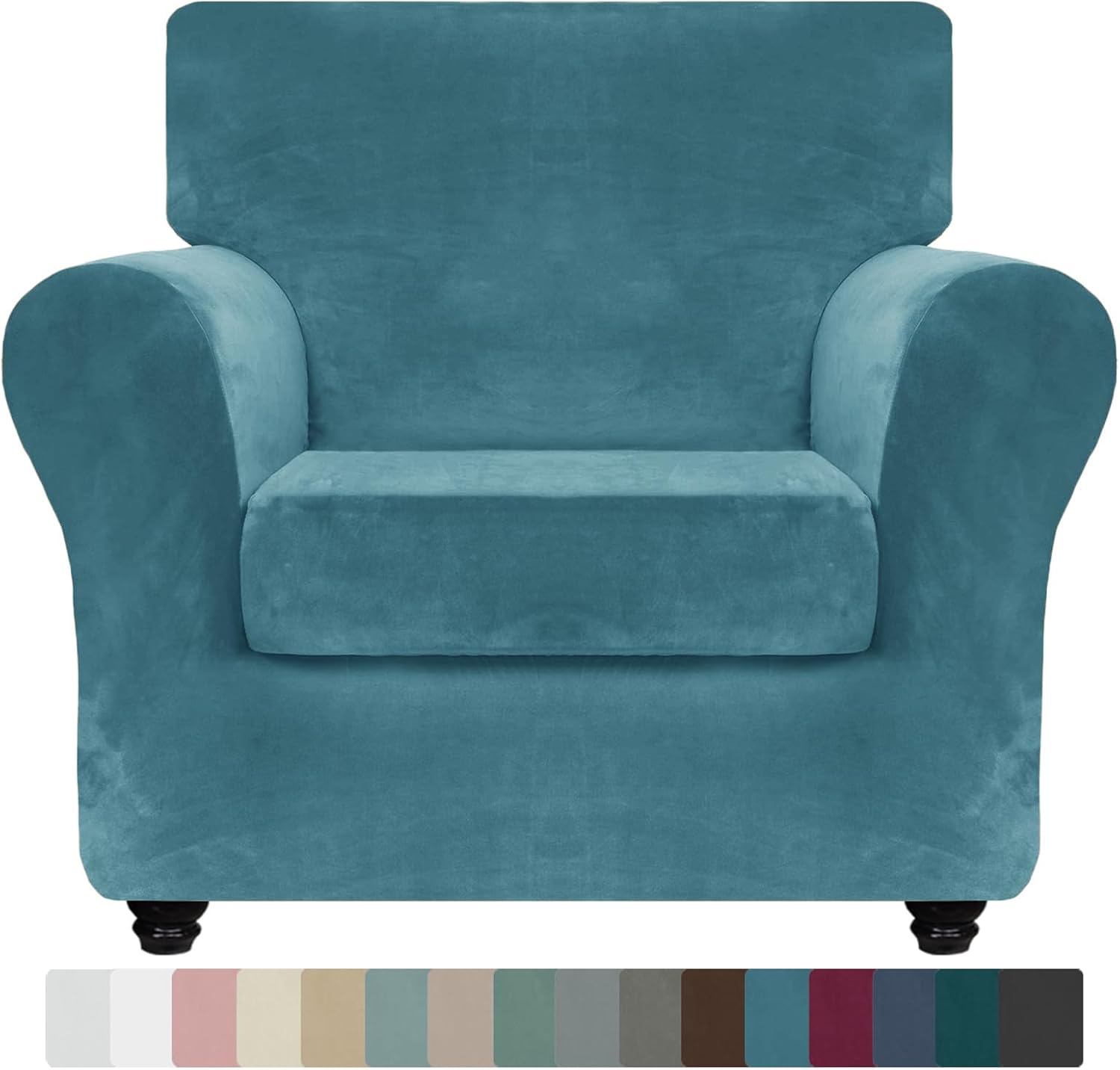 Luxury Velvet Chair Slipcovers for Armchairs in Peacock Blue