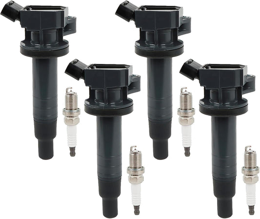 4PCS UF247 Ignition Coils and 7092 Iridium Spark Plugs Set