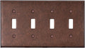Switch Hits Mottled Antique Copper Outlet Wall Plate - 4 Toggle