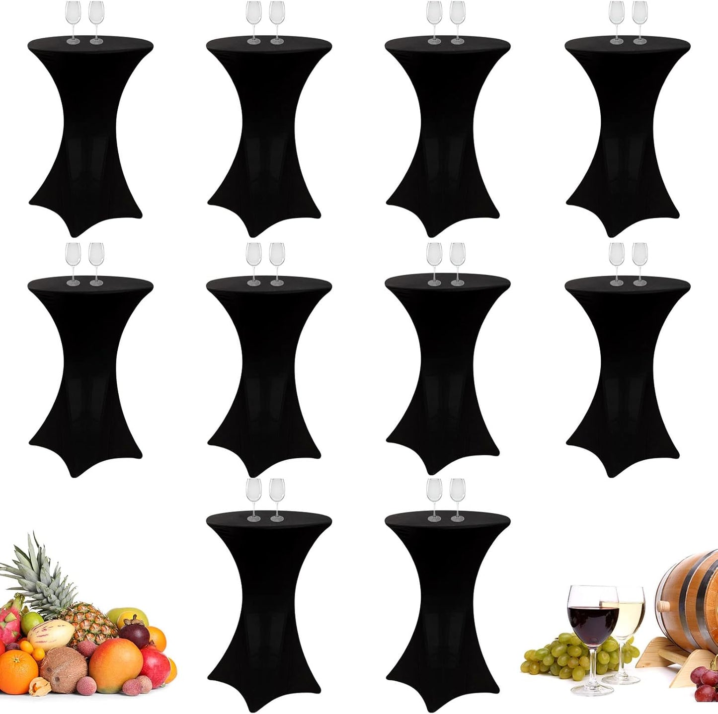 10 Pack Spandex Highboy Tablecloths - Perfect for Elegant Events!