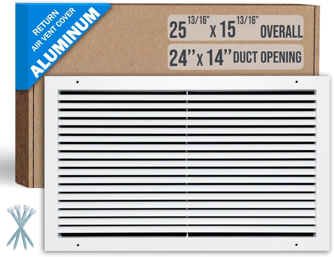 Aluminum Return Air Grille for 24x14 Duct Opening - Durable