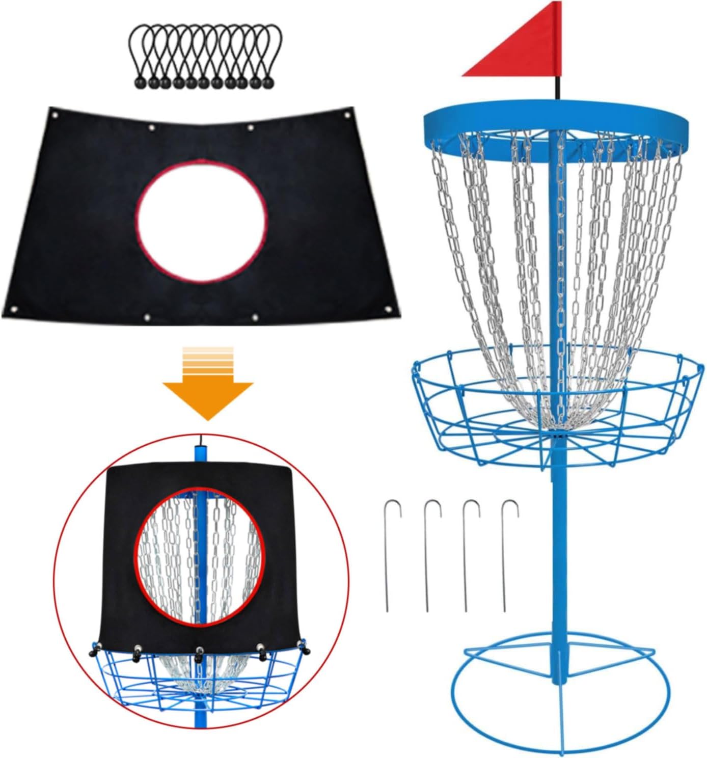 Portable 24-Chain Disc Golf Basket Set - Perfect for All Players