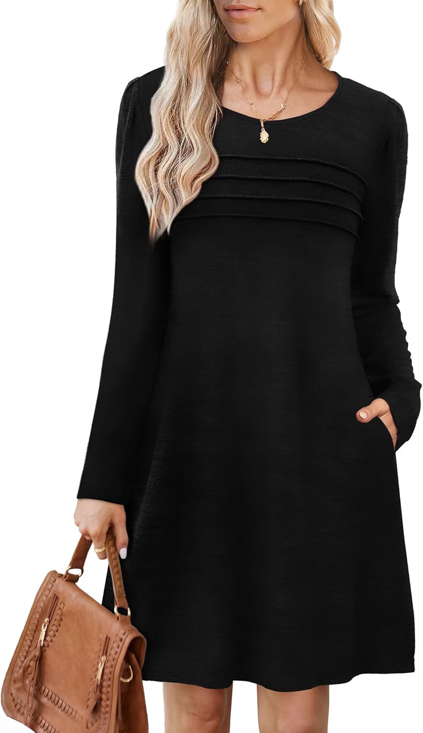 OFEEFAN Womens Long Sleeve Tunic Dress for Fall Fashion Style