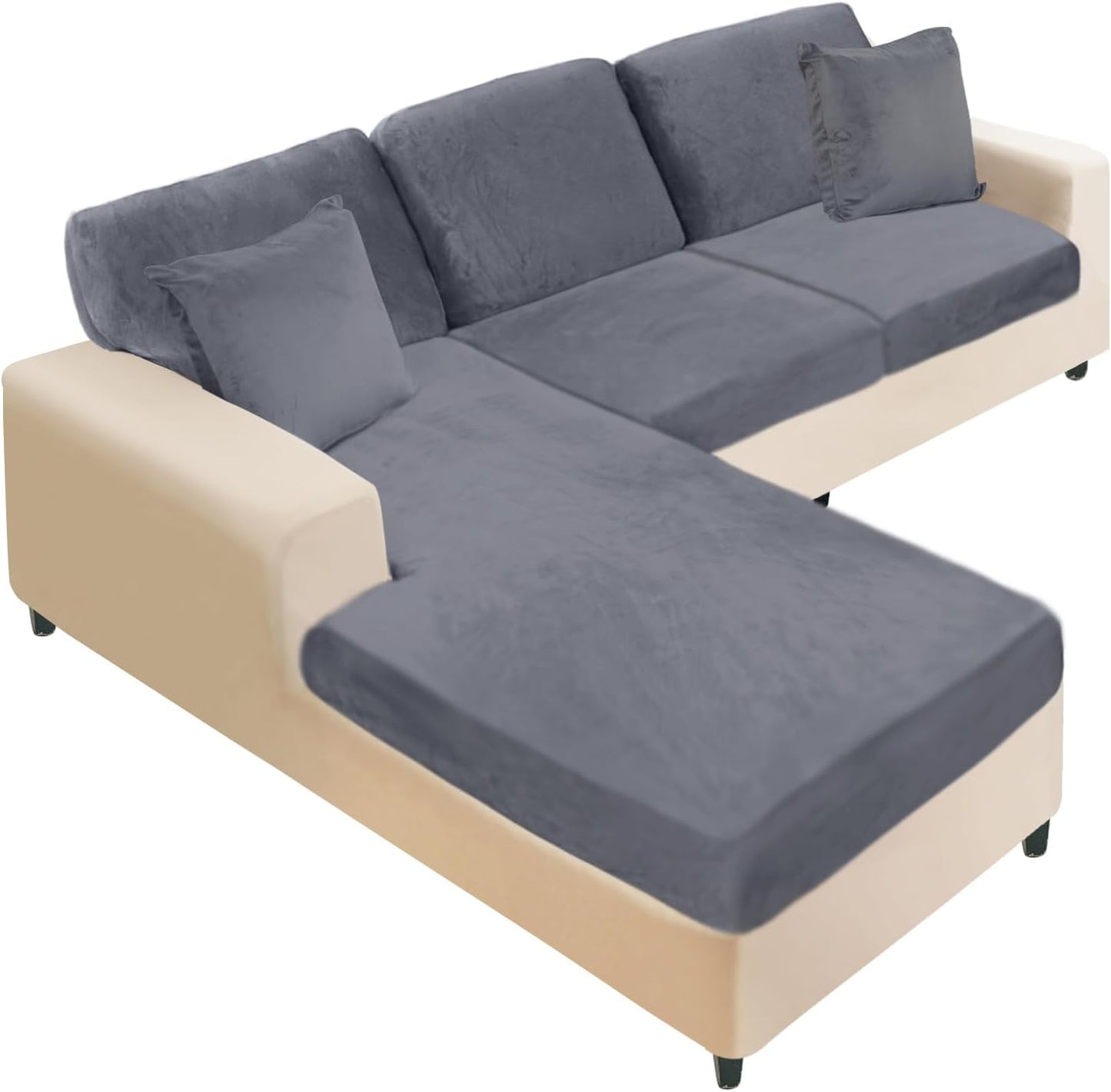 NAISI Sectional Couch Covers for L Shape Sofas - Dark Grey