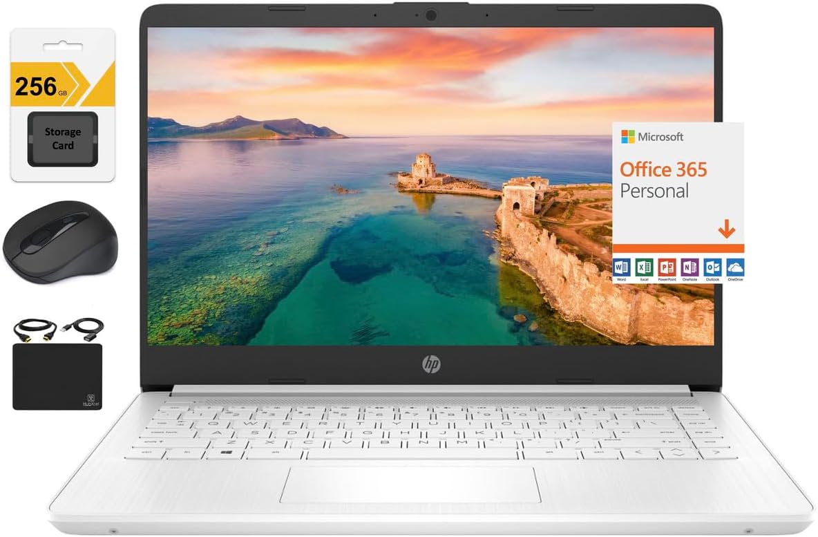 HP New 14 HD Ultralight Thin Laptop with 16GB RAM and 320GB Storage