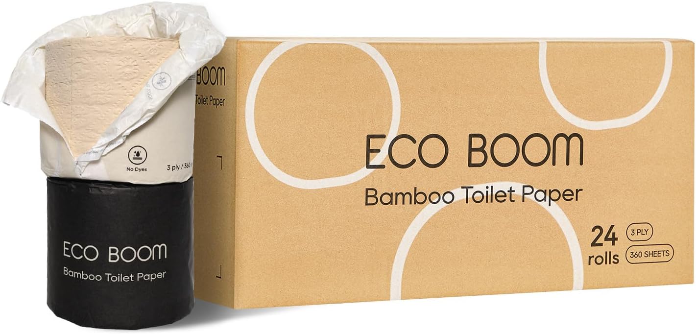 ECO BOOM Bamboo Toilet Paper - 3-Ply, Tree Free & Eco-Friendly