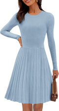 MEROKEETY Long Sleeve Mini Sweater Dress - Flattering ALine Swing