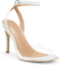 Coutgo Womens Clear Heels Sandals Square Toe Ankle Strap - Elegant 3