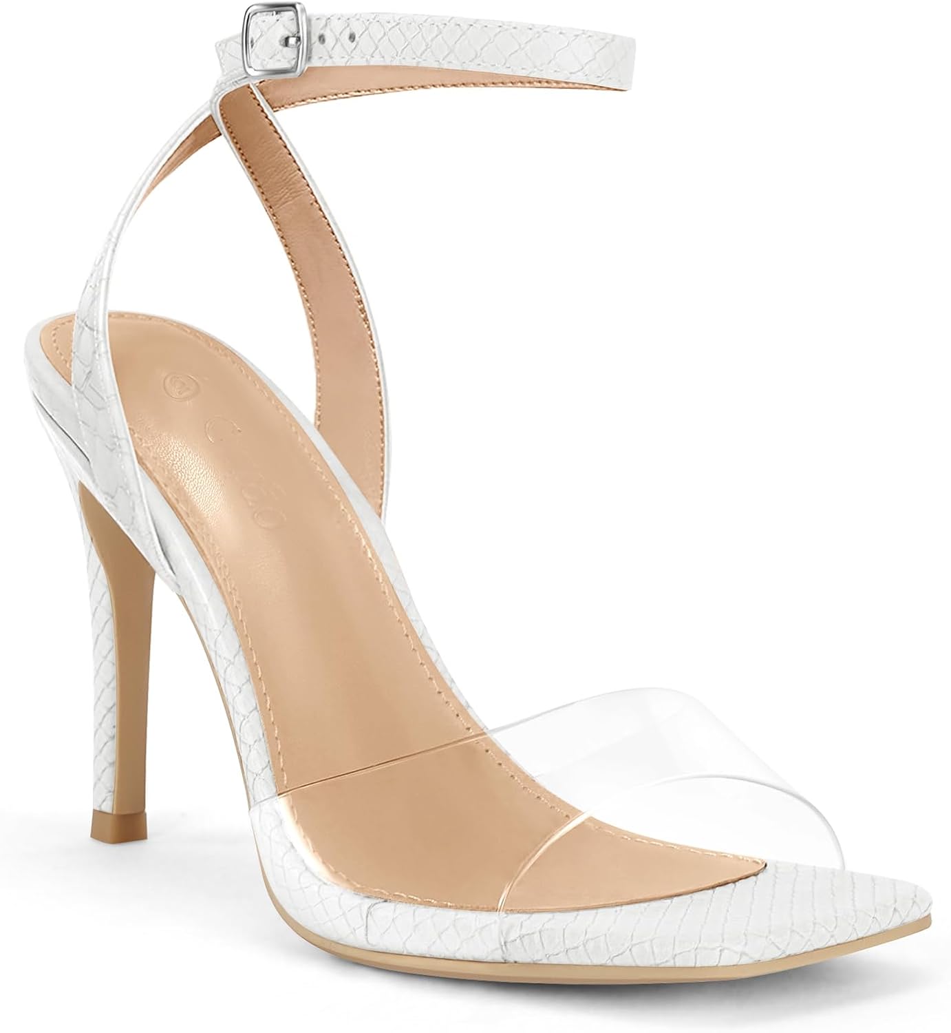 Coutgo Womens Clear Heels Sandals for Elegant Style and Comfort