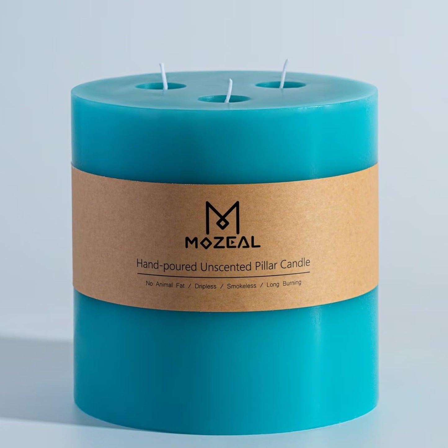 MOZEAL Extra Large 3 Wick Turquoise Pillar Candle Review