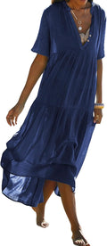 Womens Summer Cotton Flowy Maxi Dress for Casual Beach Vibes